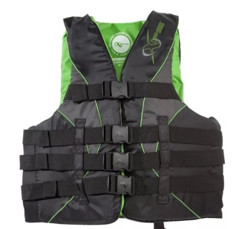 XPS Nylon Life Jacket - Black/Gray/Green - L/XL, Appears New - Lot 624