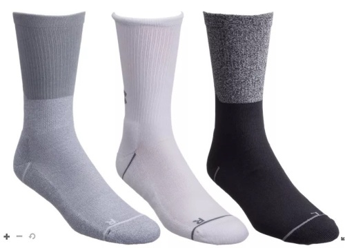 Under Armour Phenom Crew Socks for Men 3-Pair Pack, Under Armour Performance Tech Crew Socks for Men, New, Missing Some Socks - Lot 643