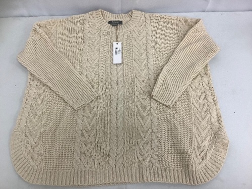 Natural Reflections Cable Knit Pull Over Sweater, Oatmeal, Size L, E-Commerce Return, Small Hole - Lot 663