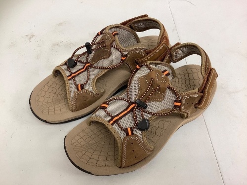 World Wide Sportsman Mens Sandals Sz 11 RipTape Adjustable Straps Brown & Tan, E-Commerce Return - Lot 667