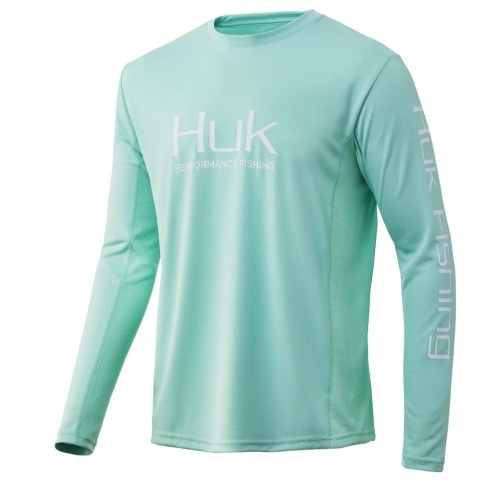 Huk Icon X Long-Sleeve Shirt for Men - Lichen - L, New with Damage, Left Sholder Has Fabric Sticking out of Stitch - Lot 764