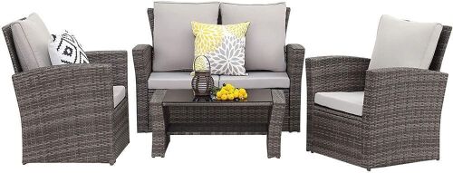Aluminum Outdoor Loveseat with Light Gray Cushions - Lot 47