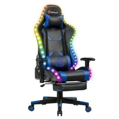 Massage Racing Gaming Chair Chair with RGB LED Lights - Lot 49