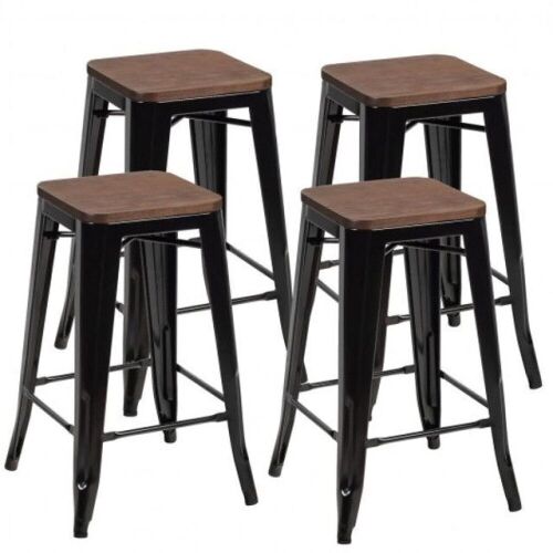 Set of 4 Counter Height Backless Barstool With Wood Seat - Lot 95