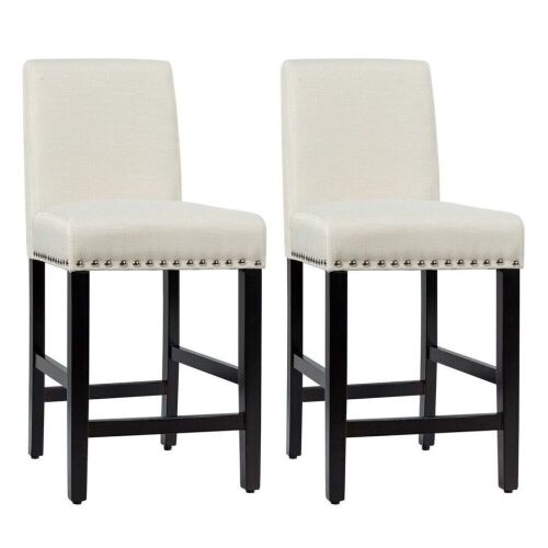 Set of (2) 25" Kitchen Chairs with Rubber Wood Legs - Beige - Lot 111