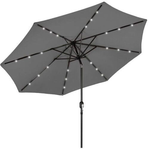 Solar LED Lighted Patio Umbrella w/ Tilt Adjustment, UV-Resistance - 10ft  - Lot 309