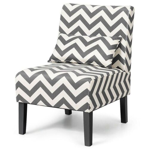 Armless Single Sofa with Lumbar Pillow - Gray/White - Lot 409