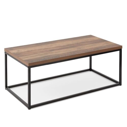 44in Modern Industrial Rectangular Wood Grain Coffee Table w/ Metal Frame  - Lot 599
