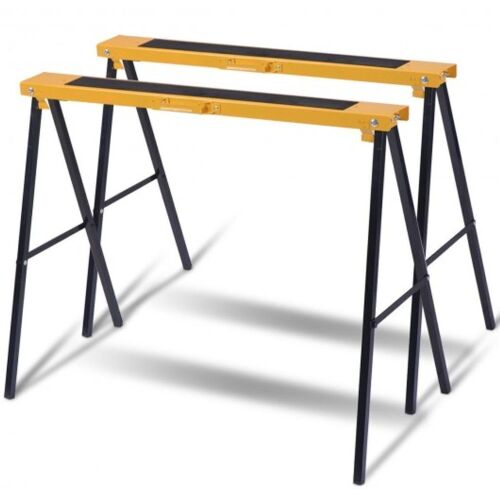 Set of (2) Heavy Duty Sawhorse with Steel Folding Legs - Lot 119
