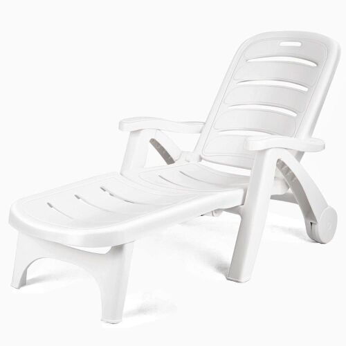 Adjustable Patio Recliner Chair with Wheels - Lot 968