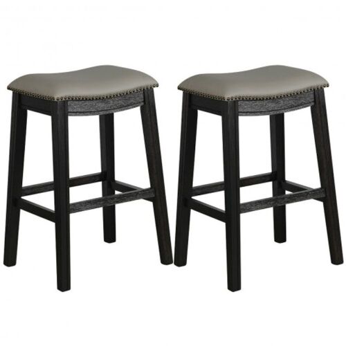 Set of (2) 29" Saddle Nailhead Counter Chairs - Lot 1195