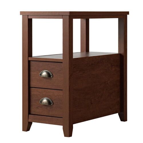 Wooden End Table with 2 Drawers and Shelf - Lot 1182