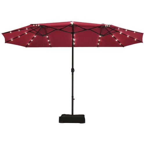 15' Solar LED Patio Double-Sided Umbrella - Lot 715