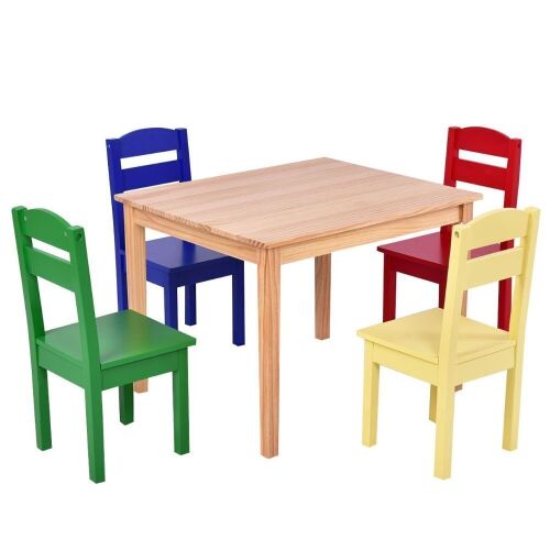 Kids 5-Piece Wood Table and Chair Set - Lot 900