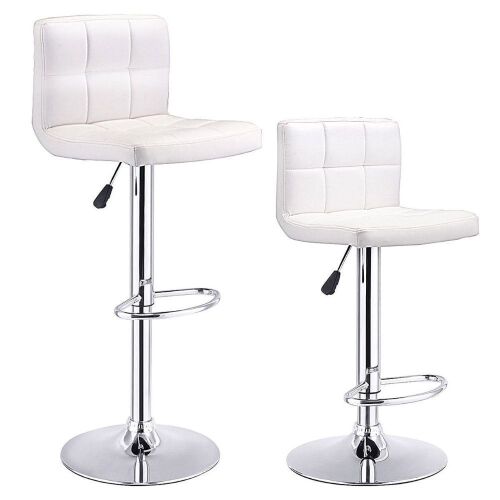 Set of (2) White PU Leather Bar Stools - Lot 1125