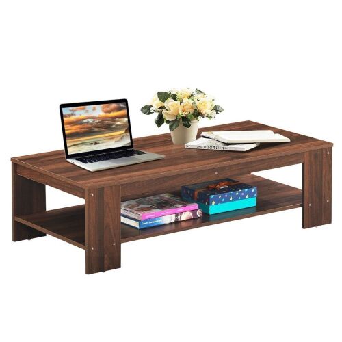 47" 2-Tier Rectangular Coffee Table with Storage Shelf - Lot 558