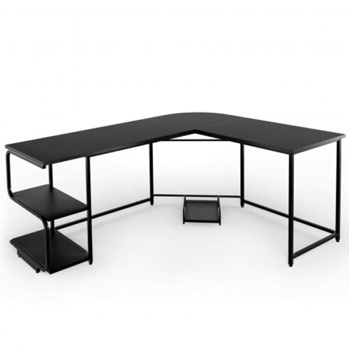Reversible L-Shaped Desk with Shelves - Lot 678