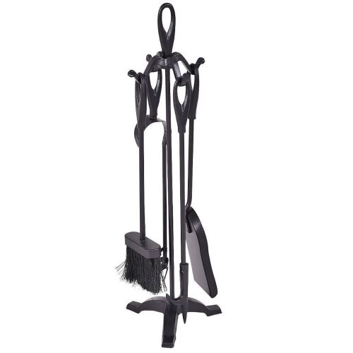 5-Piece Black Iron Fireplace Tools Set - Lot 1068