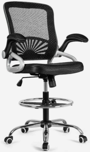 CostWay, Black Contemporary Ergonomic Adjustable Height Swivel Drafting Chair, Appears New - Lot 182
