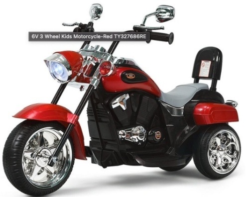 6V 3 Wheel Kids Motorcycle Red, Appears New  - Lot 257