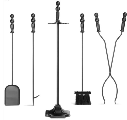 5-Piece Rustic Iron Indoor Outdoor Fireplace and Firepit tool set, Appears New  - Lot 219