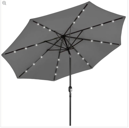 Solar LED Lighted Patio Umbrella W/ Tilt Adjustment,Appears New - Lot 246