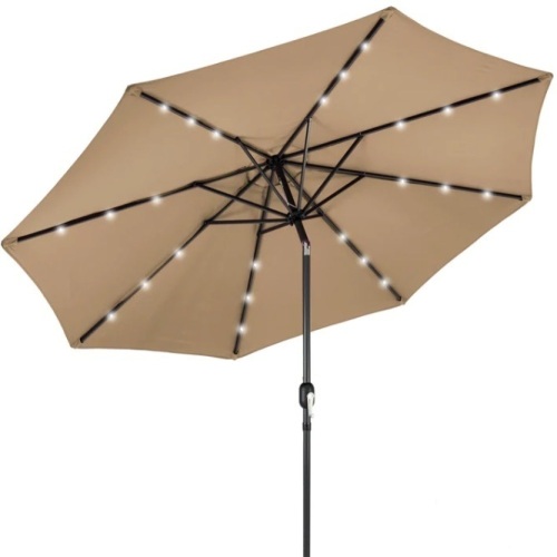 Solar LED Lighted Patio Umbrella w/ Tilt Adjustment, UV-Resistance - 10ft, Appears New - Lot 274