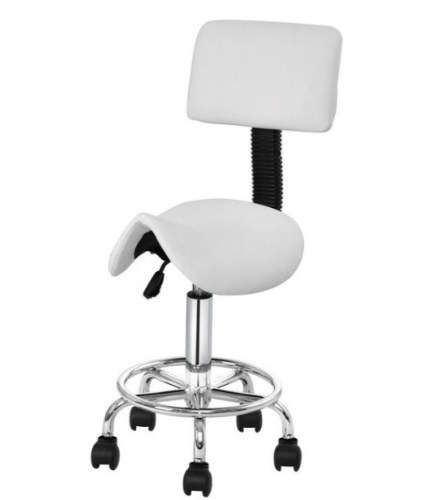 Adjustable Saddle Salon Rolling Massage Chair W/ Backrest-White, Appears New, Box Damaged - Lot 314