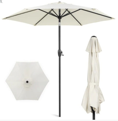 Outdoor Market Patio Umbrella w/ Push Button Tilt, Crank Lift - 7.5ft, Ecommerce Return - Lot 404