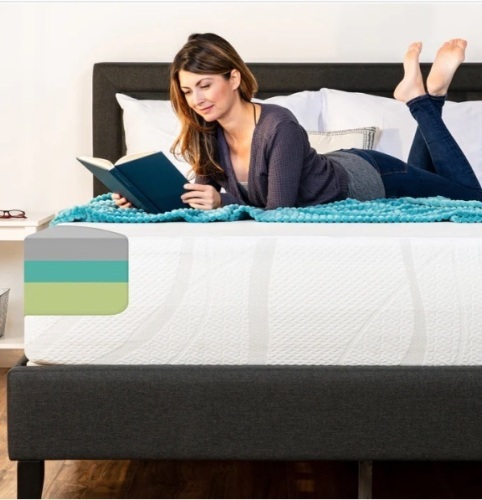 12in Medium-Plush Green Tea & Bamboo Charcoal Gel Memory Foam Mattress, Appears New - Lot 124