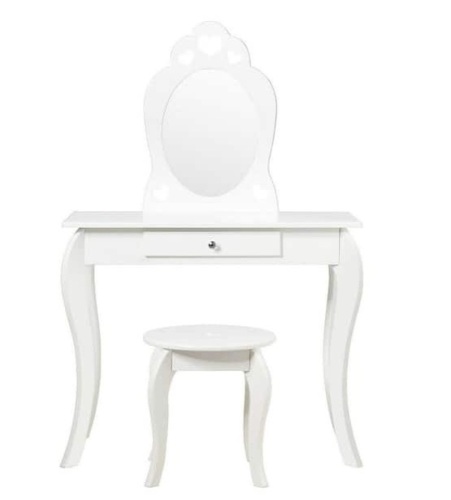 White Kids Dresser Princess Makeup Dressing Play Table Set for Girls, Appears New - Lot 134