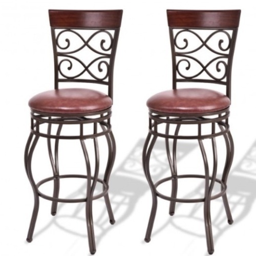 360 Degree Swivel Bar Stools Set Of 2 With Leather Padded Seat, Missing Hardware, Box Damaged, Ecommerce Return - Lot 270