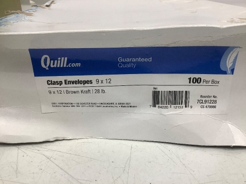 Lot of Office Supplies - 92 9"x12" Clasp Envelopes, 250 3-Tab File Folders - Lot 108