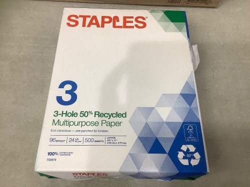 Lot of (10) Reams 8.5"x11" 3-Hole Letter Office Paper - Lot 135