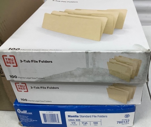 Lot of File Folders - 250 Letter, 300 Legal - Lot 367