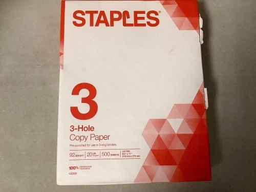 Lot of (10) Reams 8.5"x11" 3-Hole Letter Office Paper - Lot 341