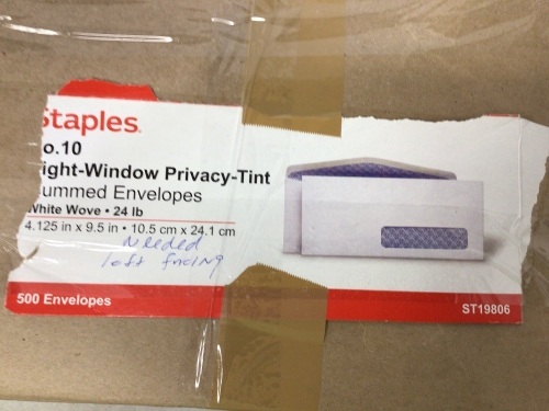 Case of (500) Windowed Security Envelopes - Lot 193