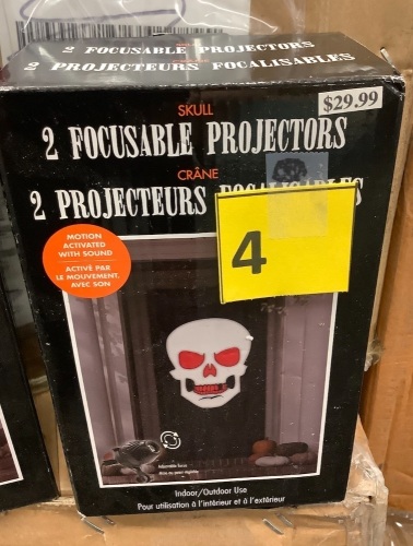 Halloween Decor, Skull Light Projector, Set of 2, Indoor/Outdoor Use, Motion Activated - Lot 4