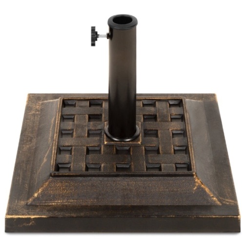 26lb Steel Square Patio Umbrella Base Stand, Basketweave Pattern - Lot 12