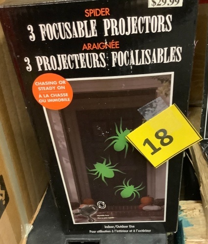 Halloween Decor, Spider Light Projector, Set of 3, Indoor/Outdoor Use, 2 Modes - Lot 18