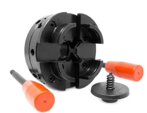 WEN LA4444 4-Inch 4-Jaw Self-Centering Lathe Chuck Set with 1-Inch x 8TPI Thread - Lot 27