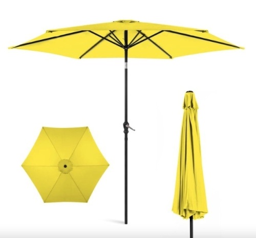 Outdoor Steel Market Patio Umbrella Decoration w/ Tilt, Crank Lift - 10ft - Lot 65