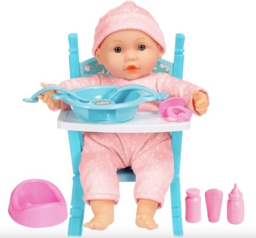 Realistic Baby Doll with Soft Body, Highchair, Potty, Accessories - 12.5in - Lot 75