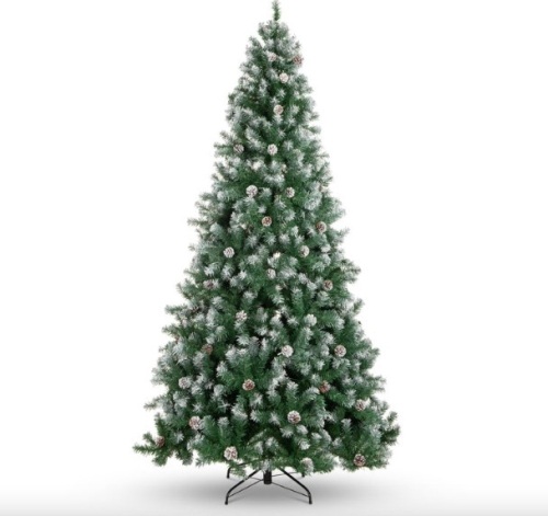 Pre-Decorated Christmas Tree w/ Pine Cones, Flocked Branch Tips, 7.5ft - Lot 88
