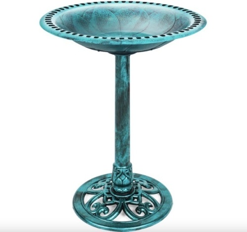 Vintage Outdoor Garden Bird Bath w/ Fleur-de-Lis Accents - Lot 90
