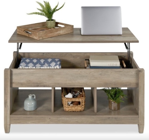 Multifunctional Lift Top Coffee Table w/ Hidden Storage, 3 Cubbies - Lot 96
