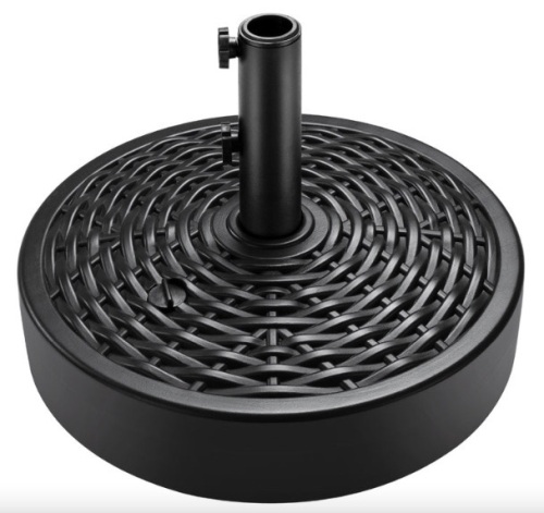 Plastic Faux Wicker Patio Umbrella Base Accessory w/ 2 Adjustment Knobs - Lot 98