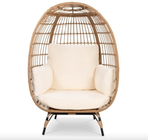 Wicker Egg Chair Oversized Indoor Outdoor Patio Lounger - Lot 108