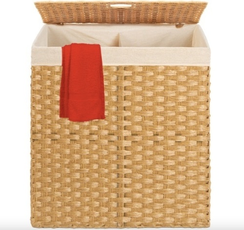 Double Laundry Hamper Basket w/ Easy Assembly, Liner Bag - Lot 113