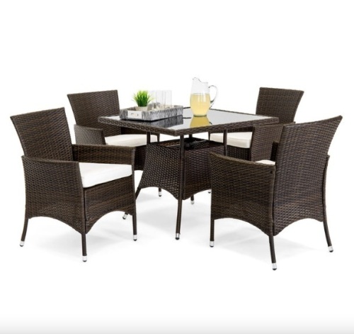 5-Piece Wicker Patio Dining Table Set w/ 4 Chairs - Lot 124